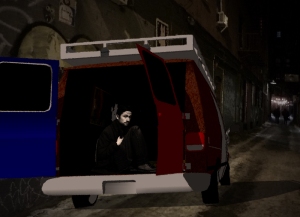 Van and alleyway with Joseph Gordon Levitt
